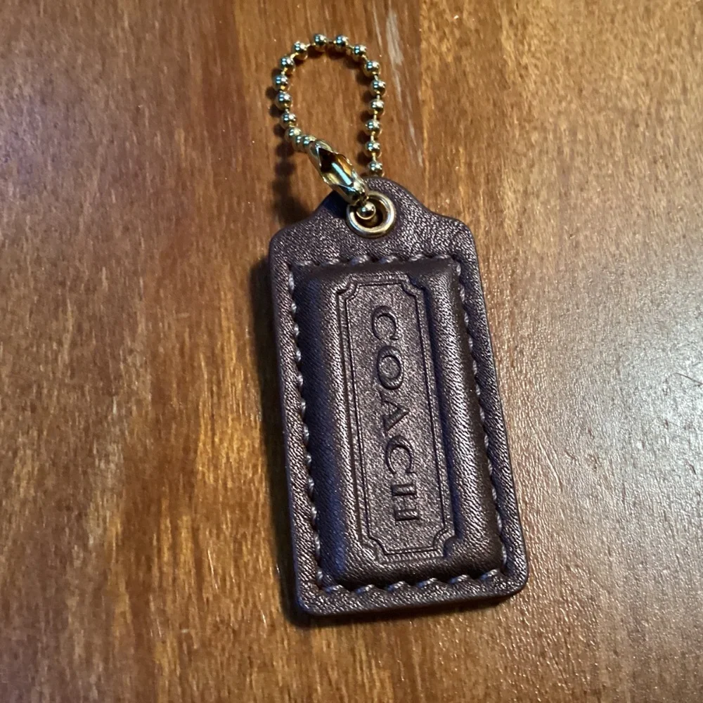 Coach Dark Brown Leather Bag Tag/Hang Tag